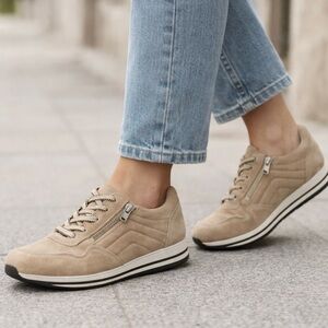 Softwaves Beige Suede Platform Sneakers
